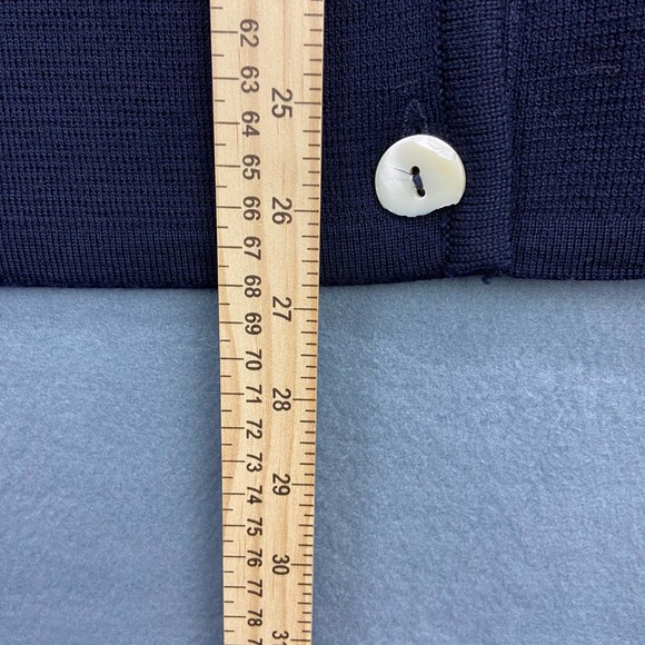 Jaeger Women's 100% Wool Cardigan Blue/Navy, Double Button Front Wrap Style 32in - Picture 7 of 8